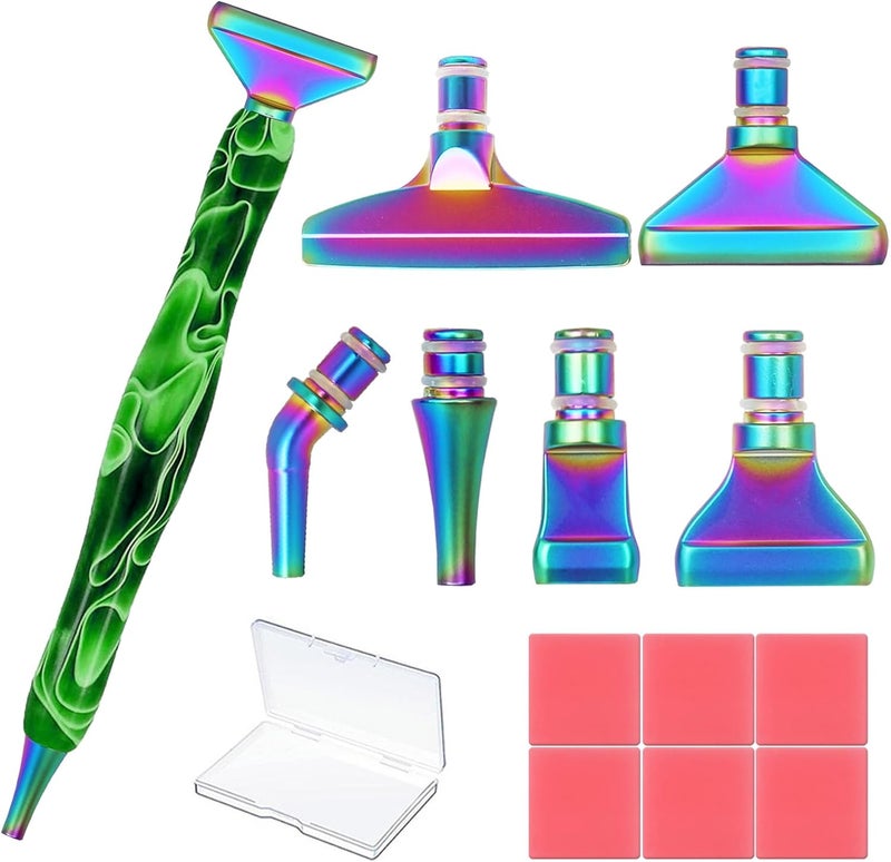 Heyseri 14PCS Diamond Painting Pen Ergonomic Diamond Art Pen with Exquisite Stainless Steel Metal Tips, Comfort Grip and Faster Drilling(Green) - Image 1